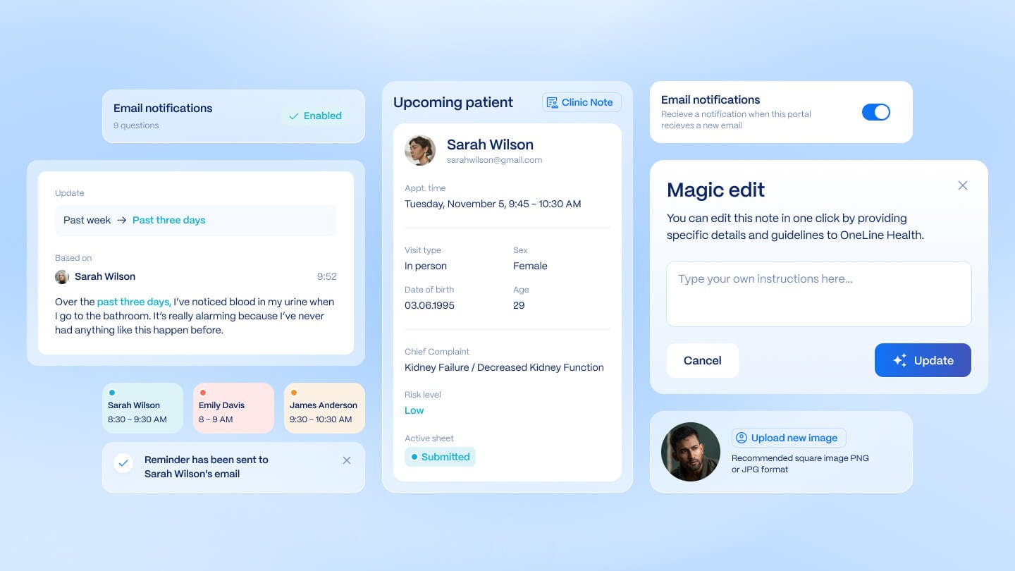 Physician dashboard design for AI-generated clinical notes and EMR workflow automation