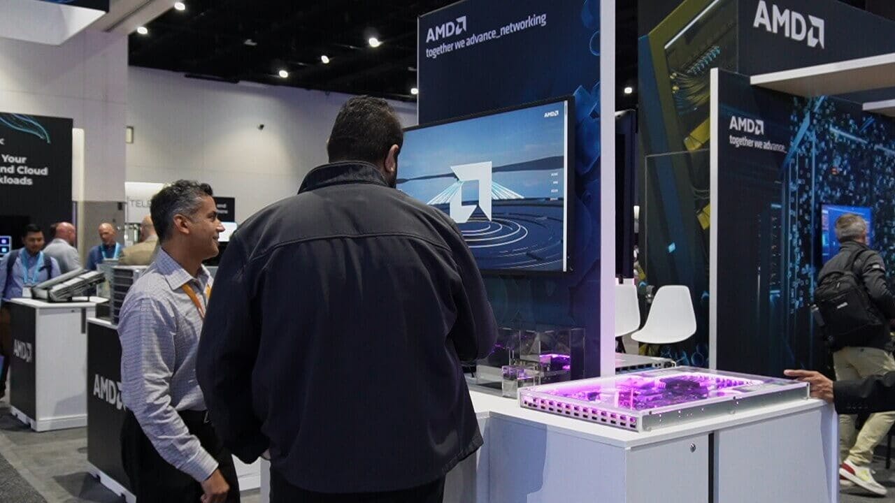 Interactive trade show installation with touch navigation for AMD DPU and NIC products